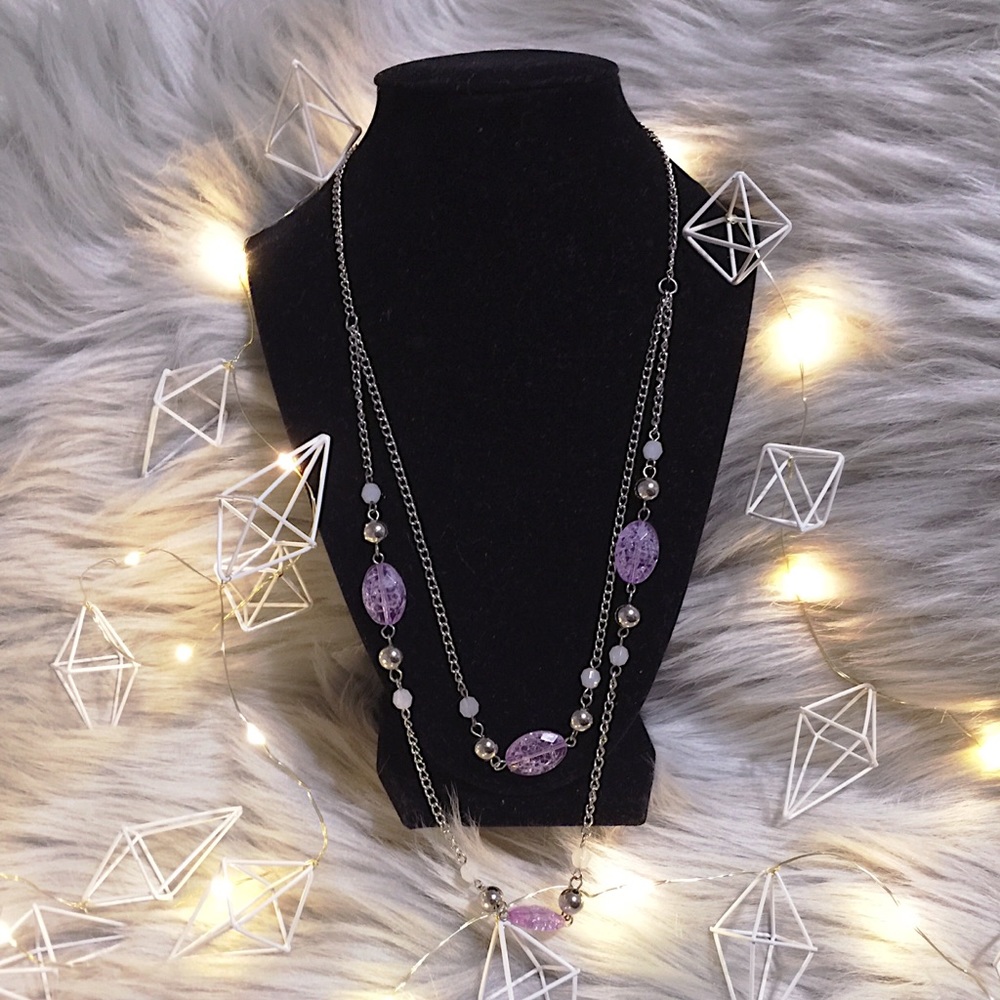 🆓w/🛍💜Lovely Layered Lavender Silver Necklace - Picture 2 of 12
